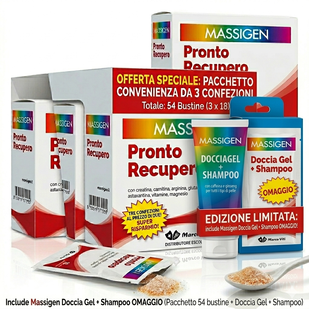 Massigen Pronto Recupero – Offerta 3 + 3 Docciagel Omaggio